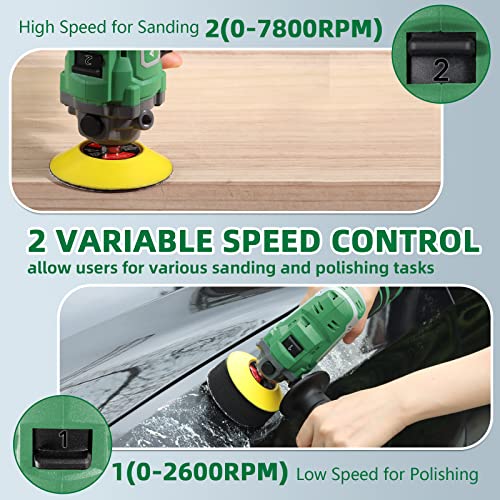 Altocraft Mini Polisher & Sander 3-Inch, 12V Compact Cordless Small Buffer Waxer W/2.0Ah Battery,Variable Speed,5 Sandpapers,2 Flat Pads,Wool Pad For Car Detailing/Diy Polishing/Sanding/Waxing #TOP2