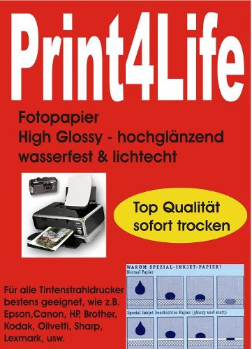 Print4Life – 1000 hojas de papel fotográfico A4 Hglossy 180 g/m²