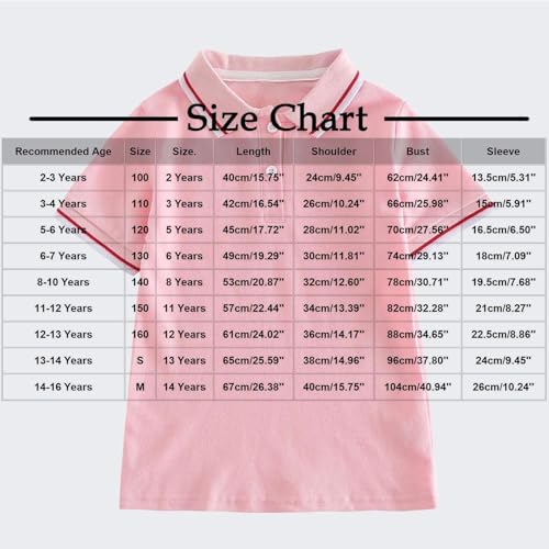 2-14T Kids Boys Girls' Short Sleeve Pique Collar Polo Shirts Solid Color School Uniform Shirt Standard and Plus2