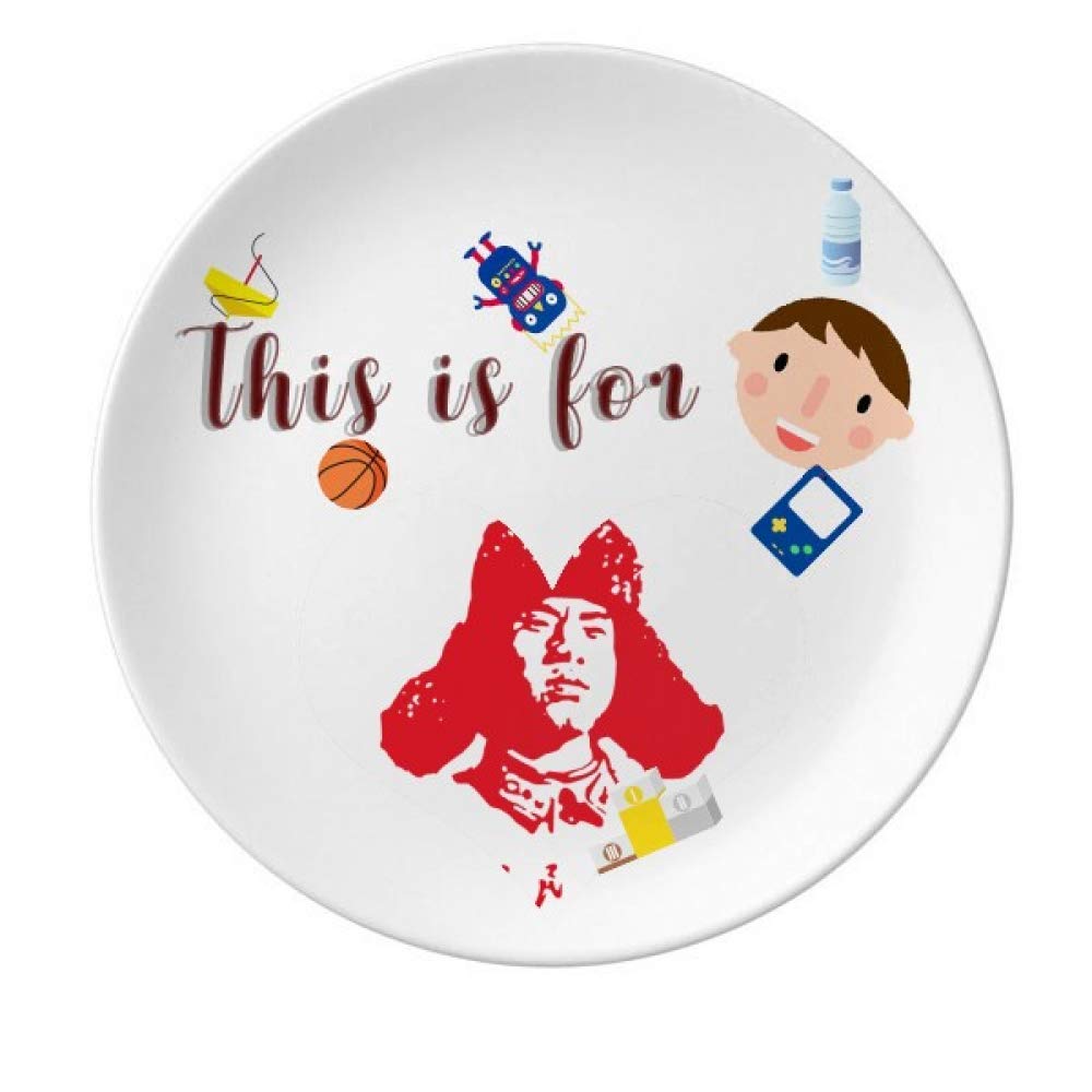 DIYthinker Lei Feng Serve People Red China Porcelain Plate Dinner Round Dish Boy Man