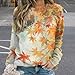 DMOYALA Womens Fall Funny Sweatshirt Maple Leaf White Cute Graphic 3D Printed Autumn Animal Forest Themed Crew Neck Long Sleeve Pullover 2024 Fashion Tunic Tops for Halloween M