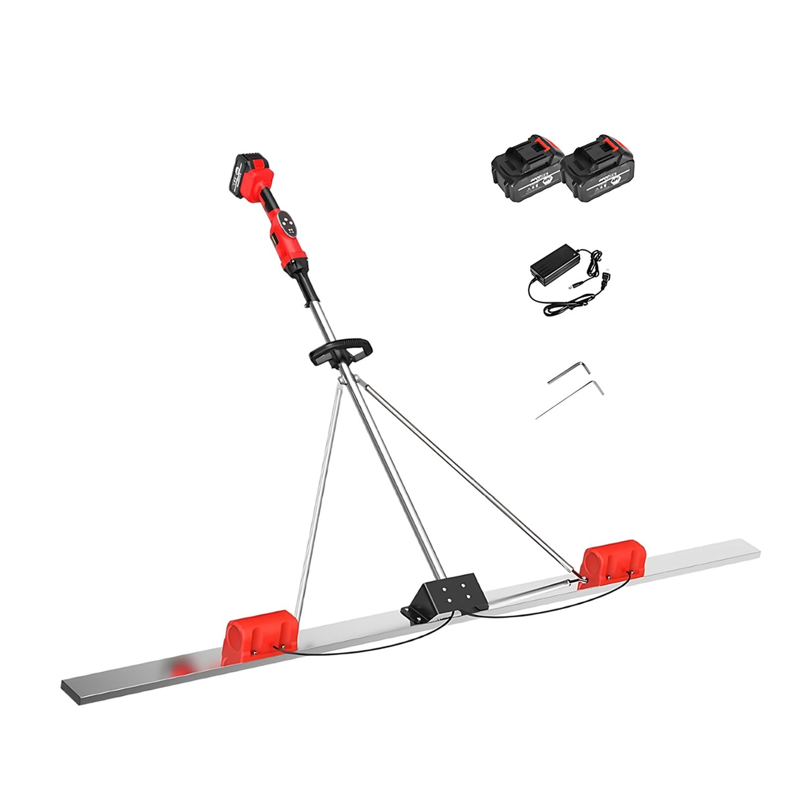 Power Concrete Screed, Dual Brushless Motors, 9 Speed Vibration Control, 48V Battery Powered Concrete Leveling Tool with 2M Stainless Steel Board for Driveways Sidewalks(1.5M)
