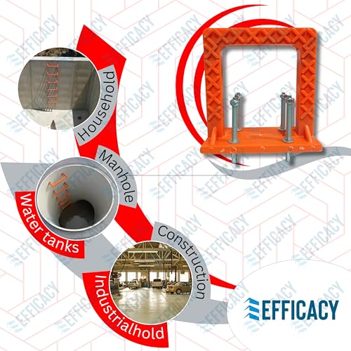 Image of Efficacy PVC Rungs Water Tank Step Slump Step PVC Foot Step MS Rod 12 mm Length 165 mm Width 170 mm Thickness 25 mm for Construction Sites,Swimming Pools, Over Head, Underground Water Tank 3 Nos