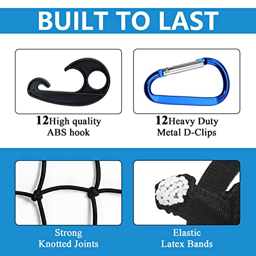 Funmit 4 X 6 Ft Cargo Net For Pickup Truck Bed With 24 Carabiners Stretches To 8' X 12' Small Mesh Luggage Bungee Cargo Netting #TOP3