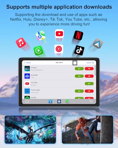 Upgraded Apple Carplay Screen for Car, 9" Wireless CarPlay & Android Auto Car Stereo Touch Screen, Car Play Supports Netflix/YouTube/TikTok, App Store, Screen Flip, GPS Navigation, Voice Control - Image 4