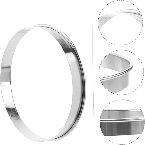 Miniatura 7 de BESTonZON Anillo de pastel de 7 pulgadas Anillos de pastelería de acero inoxidable cortador de galletas redondo Anillo de tarta de acero inoxidable