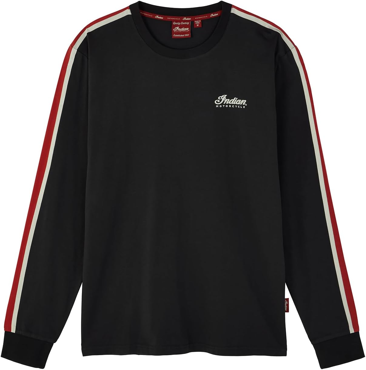 Indian Motorcycle Men's Striped Sleeves Headdress Long Sleeve T-Shirt, Black - 2865616