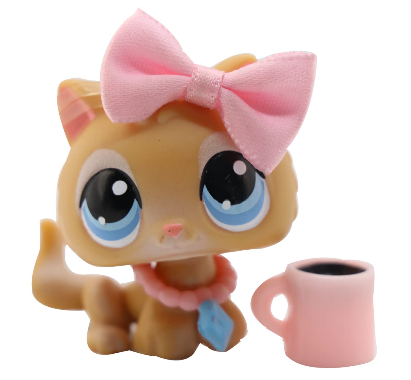 BSLPS USA LPS Kitten Cat Baby 47 Yellow Blue Big Eyes Kitty Rare Old Toy Collection Figure with LPS Accessories Children Kids Gift