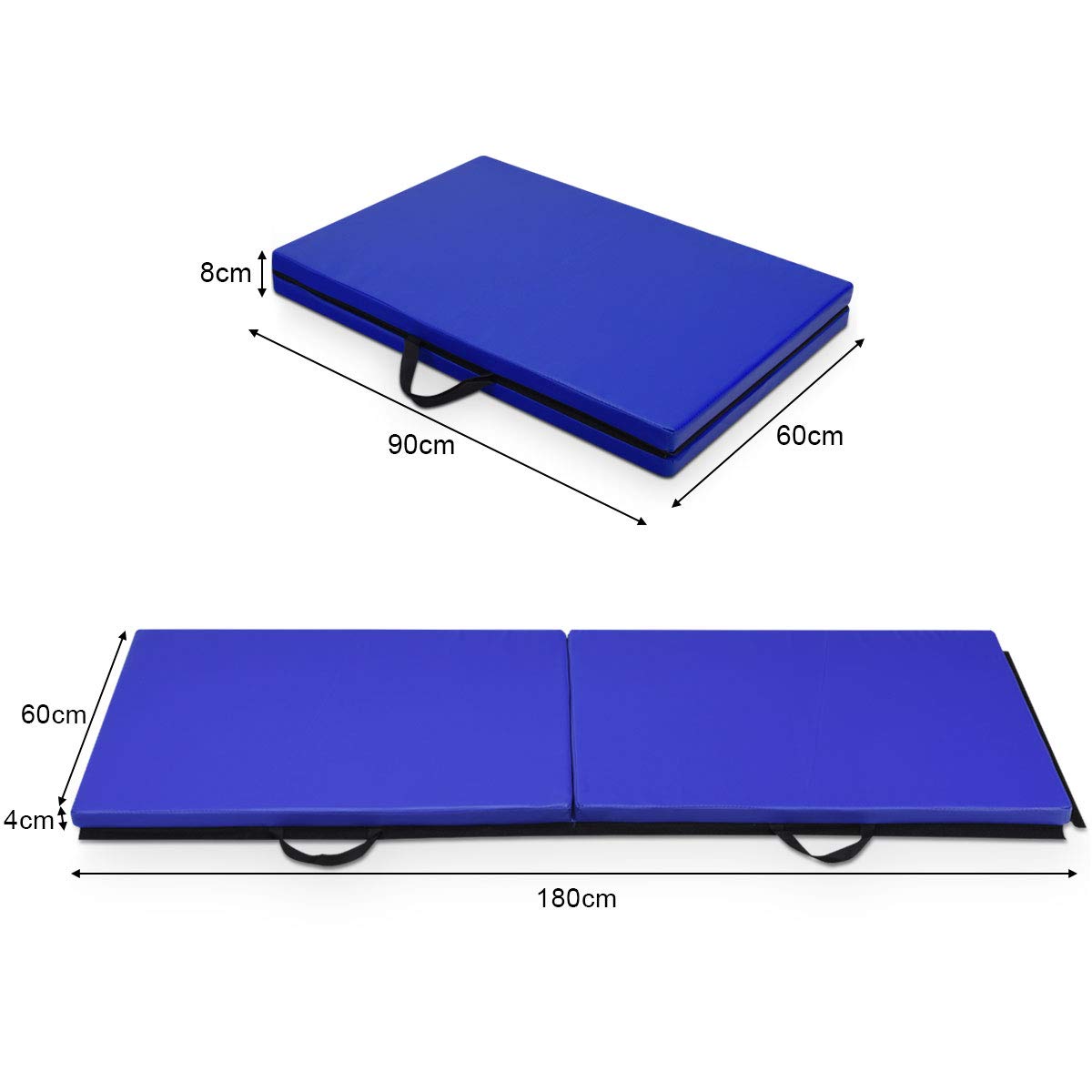 DREAMADE Klappbare Weichbodenmatte, Gymnastikmatte Yogamatte 180x60x4cm, Fitnessmatte Turnmatte mit Klettverschluss und 2 Griff, Sportmatte Trainingsmatte für Zuhause Fitnessstudio