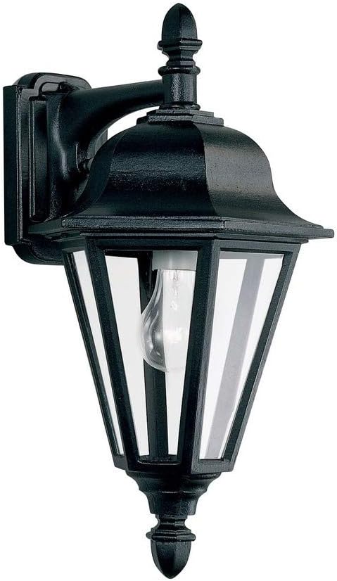 Generation Lighting 8825-12 Outdoor Wall Light, Black, 1-Light, cETL Listed, Safety Rated for Wet Locations - Outdoor Wall Lantern, Aluminum Construction, LED Compatible