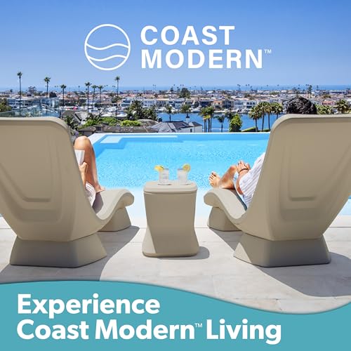 Image of Coast Modern in Pool Lounge Chair - Waterproof & Weighted Chaise Lounger - Outdoor Pool Furniture for Patio or in Baja Shelf - Sand