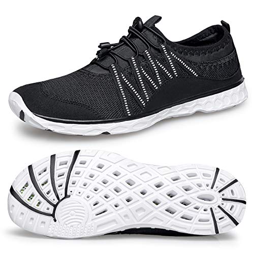 Alibress Men's Quick Drying Sport Water Shoes Breathable Swim Water Shoes Black White 8 M US