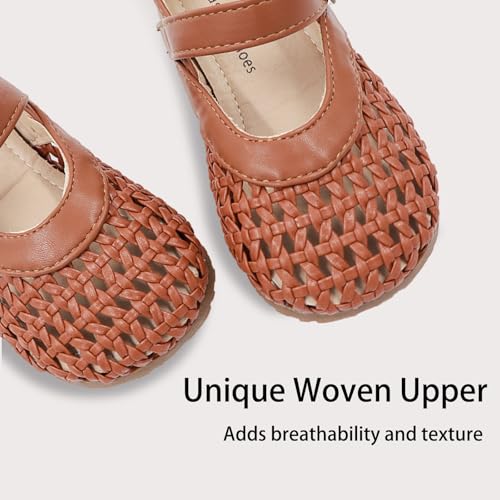 Toddler Girl Mary Jane Dress Shoes Little Kids Round Toe Buckle Strap Woven Ballet Flats Girls Comfortable Casual Shoes2
