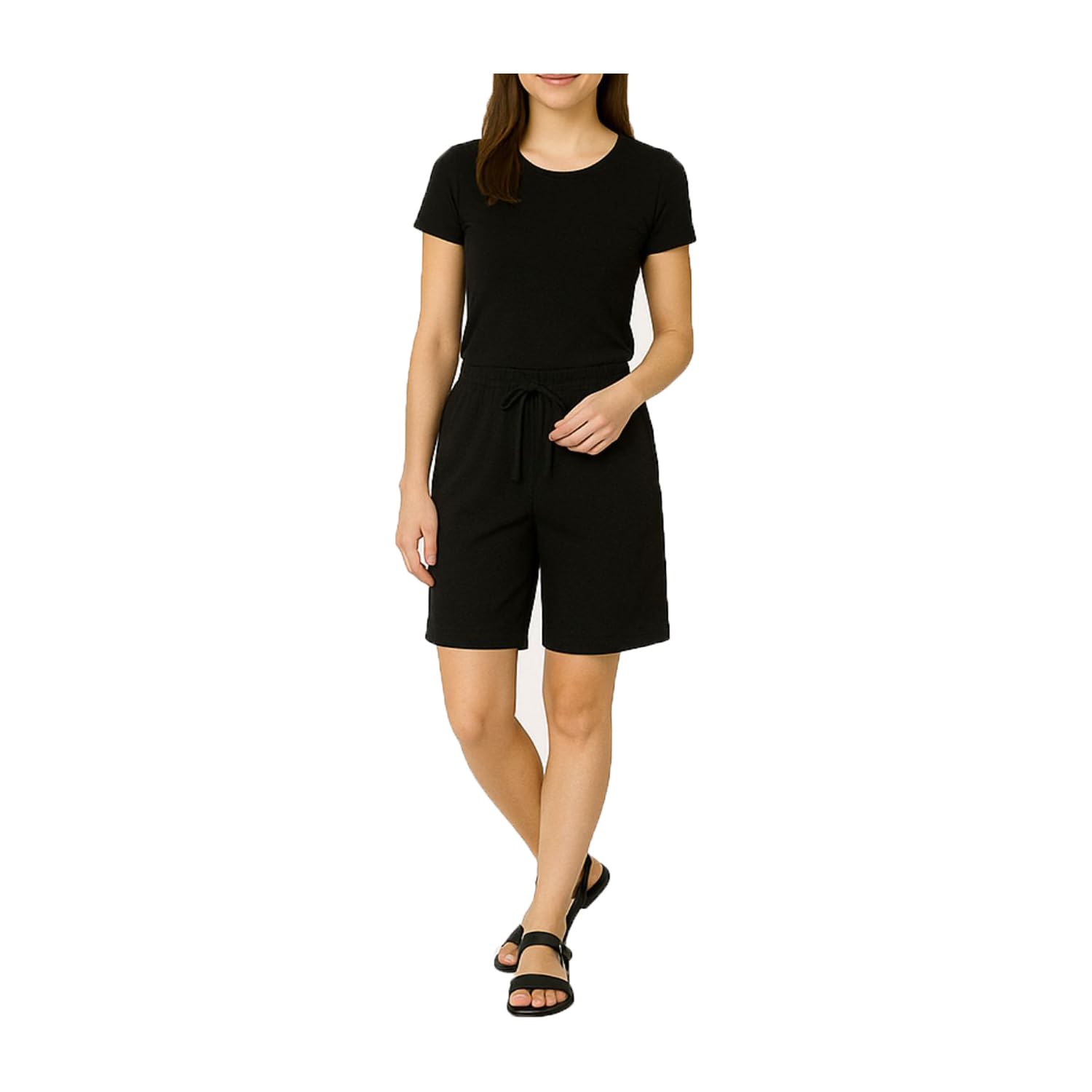 Womens Cotton Regular Wear Plain Shorts for Girls Black 1Pack-picture-26