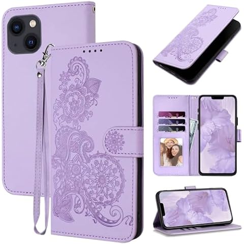 JHWVVTF iPhone 14 Floral Wallet Case Cover