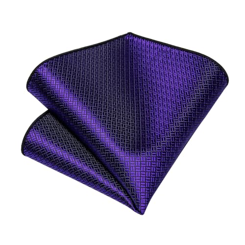 Image of DiBanGu Mens Solid Color Tie and Pocket Square Set Woven Silk Plain Necktie & Handkerchief for Men Wedding Party Formal