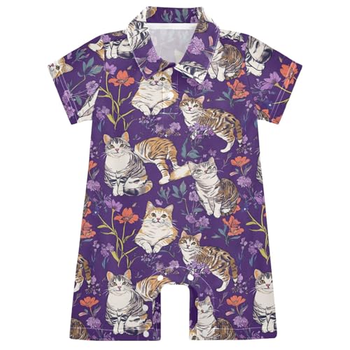 Caihoyu Cotton Baby Boy Clothes Polo Neck Button Baby Unisex Outfit for Play 18M Aesthetic American Shorthaircats