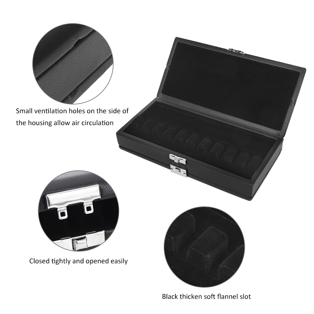 Oumefar Bassoon Reed Bassoon 20 × 10 × 5 2 Capas de Cuero Negro Funda de Lengüeta para 20 Lengüetas Caja a Prueba de Humedad Accesorios para Instrumentos Musicales