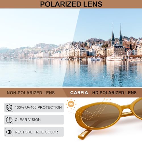 CARFIA Acetate Retro Oval Sunglasses for Women Polarized UV Protection CA55013