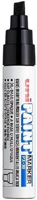 Uni Colour Broad (4-8.5mm) PX-30 Black Oil Paint Marker Pen Metal Glass Wood Plastic Stone Outdoor mm Metal Chisel Nib Tip (Pack Of 1)
