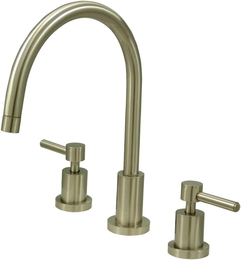Kingston Brass KS8728DLLS+ Concord Widespread Kitchen Faucet Less Sprayer, Satin Nickel Finish
