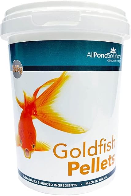 AllPondSolutions Goldfish Fish Food - Small Sinking Pellets with Algae, Protein, Crude Fat - Complete Nutritional Support - Feeder Granules for Aquarium & Outdoor Pond - Fish Tank Accessories, 265g
