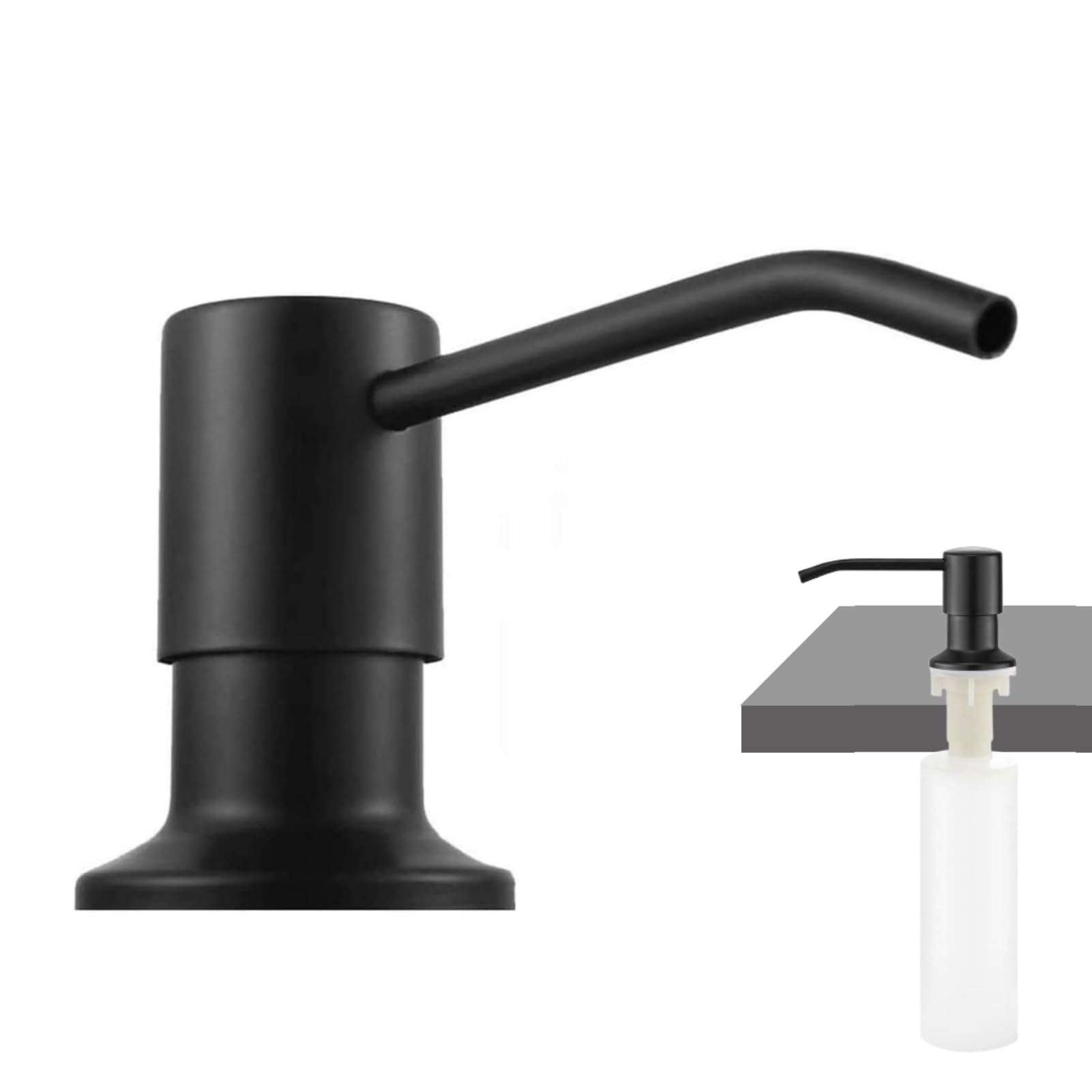 350ml Kitchen Soap Dispenser, Built In Counter Soap Dispenser Refill Countertop Pump Lotion Dispensers For Kitchen Sink(Black)