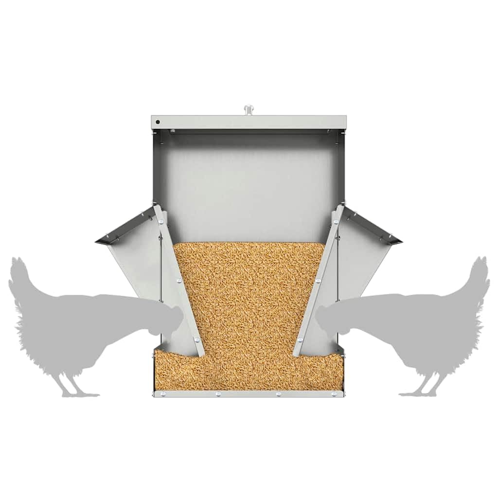 vidaXL Comedero para Pollos Plateado 40,5 x 45 x 41 cm, Comedero para Pollos, Resistente, Ideal para el jardín y la terraza, Herramientas de Granja, Equipamiento Animal