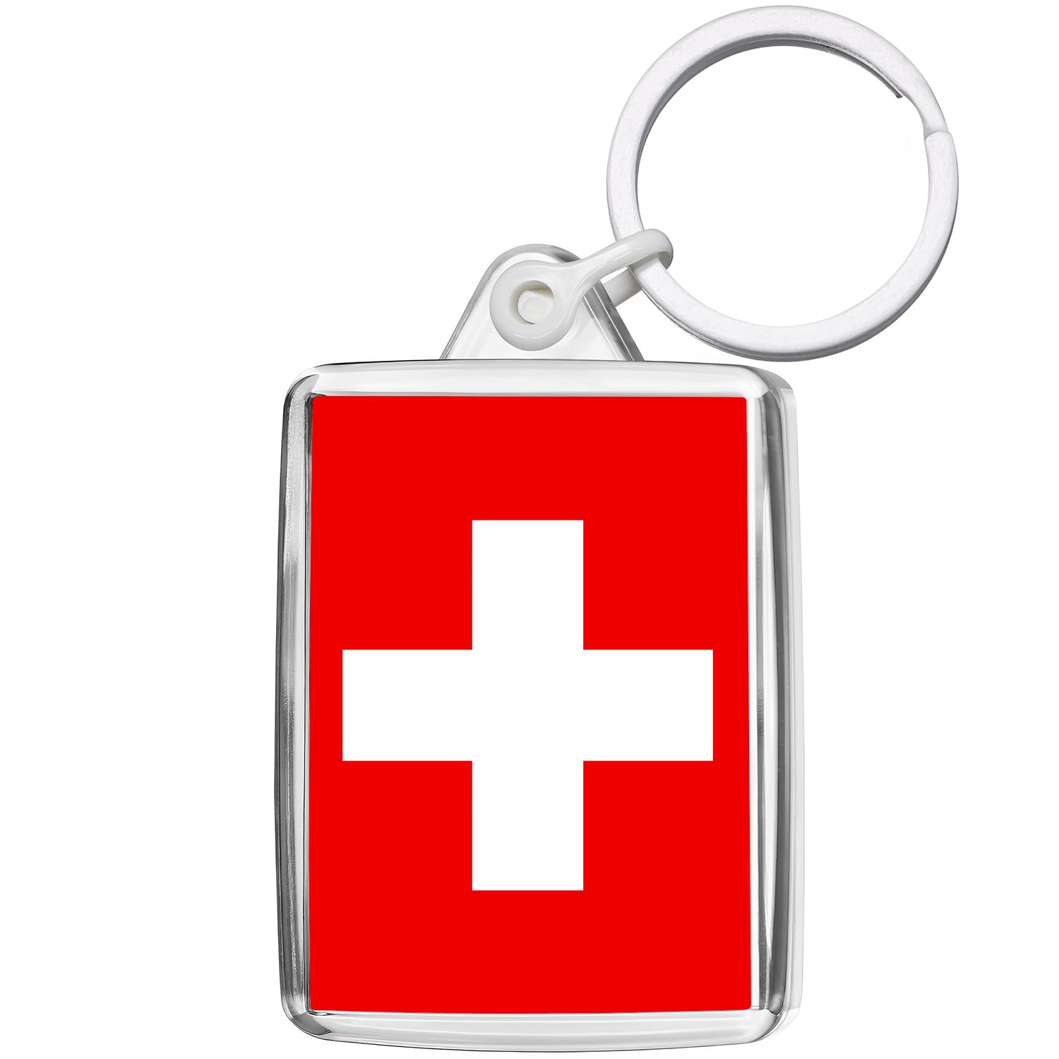 Pixly Unisex Clear Pixly® Switzerland Flag Keyring Key Fob Country Keychain Keepsake Swiss Souvenir Gift