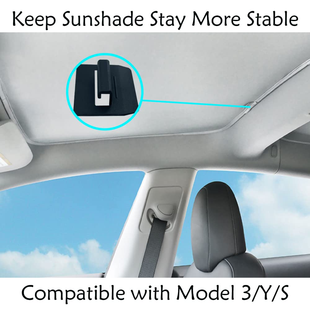 16 PCS Sunshade Clips Roof Shade Clips for Sunroof Compatible with Tesla Model 3 Model Y Roof Sun Shade Heat Shield Installation Accessories(Black, Model 3)