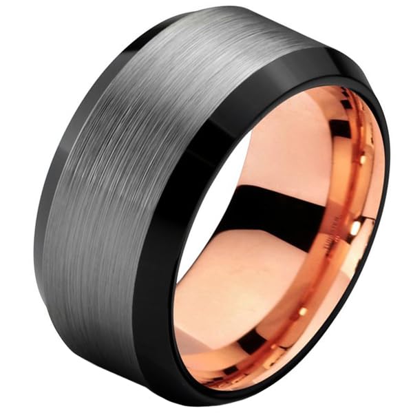 Bague homme tungstène argent cadeau anniversaire pacs alliance 8mm