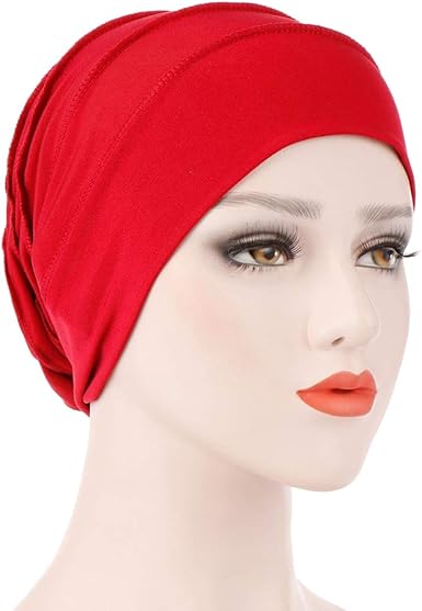 Xqxiqi689sy Women Headband Simple Solid Color Pleated Hat Muslim Hijab Turban Arabic Head Scarf Cap Red Amazon Co Uk Sports Outdoors