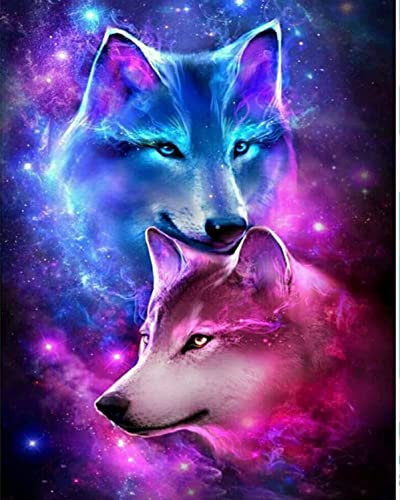 5D Diy Diamond Art Painting Kits Full Drill, Color Wolf Diamond Art Kits, Crystal Diamond Cross Stitch Embroidery Gem Pictures Painting Kits By Numbers For Home Wall Decor Gifts - 12X16 Inch #TOP2