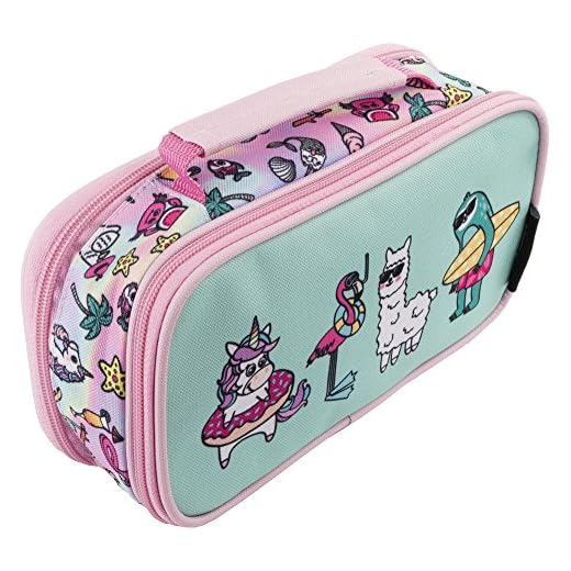 Estuche de FRINGOO, organizador de artículos de papelería, con asa y 2 compartimentos, para niños y niñas , color Dream Team - 2 Compartments Large