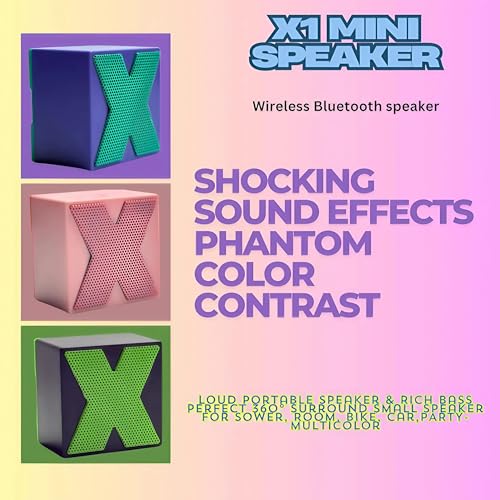 Image of X1 Mini Wireless v5.1 Bluetooth Speaker with 40mm 3w Driver, 500mah Battery, 10m Range, Waterproof, Type-C Charging, Dual Pairing - Call Function, Auto-Off - Portable & Outdoor Speaker