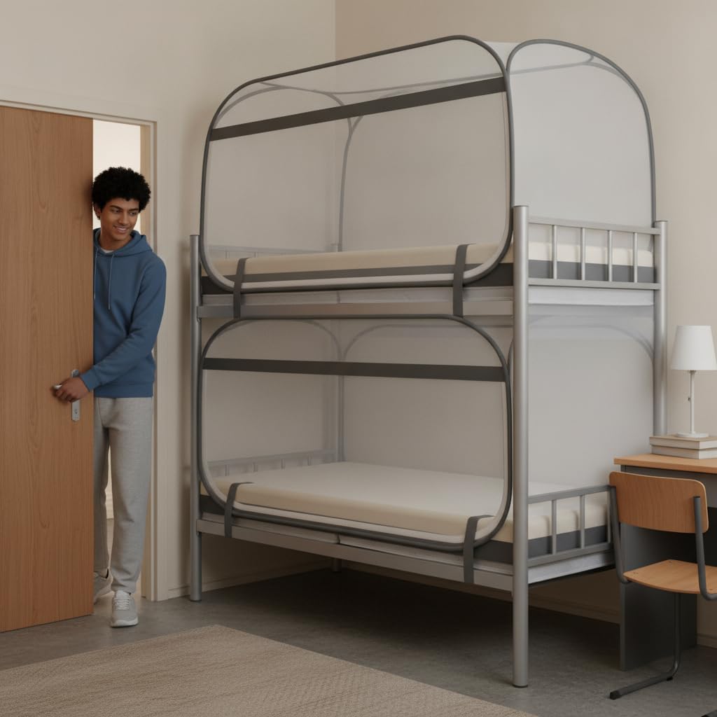 Mosquitera para Cama Plegable Tela, Trasera, a Rayas, 120cm Ancho