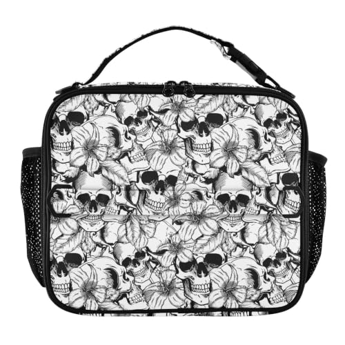 Lonchera térmica reutilizable e impermeable de calavera con correa para niños y niñas 2