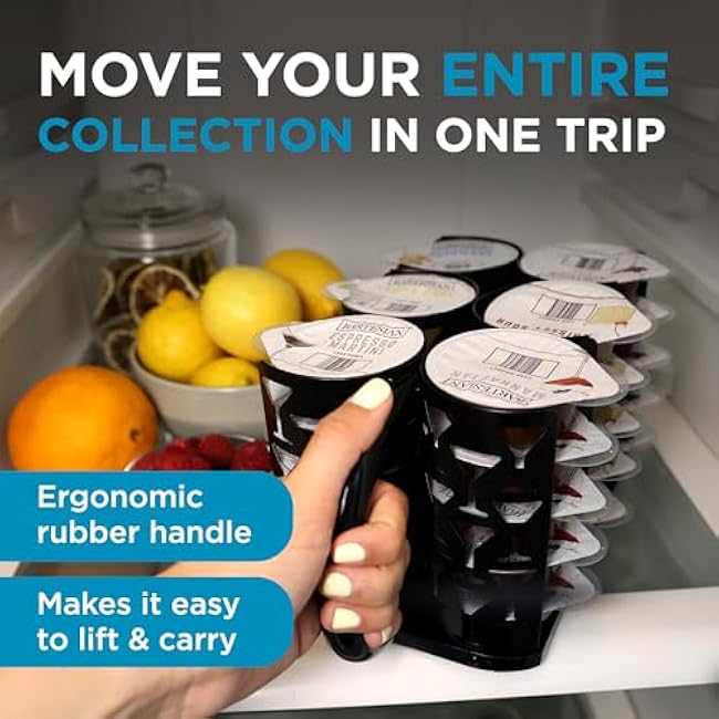 Bartesian Fridge Cocktail Capsule Carrier - Portable Storage Organizer for 30 Mixology Capsules - Stainless Steel Refrigerator Rack Dispenser for Cocktail Maker Machine - 10.5 x 5 x 5