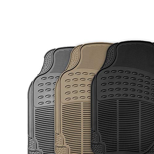 Image of FH Group Automotive Floor Mats Climaproof for All Weather Protection Universal Fit Trimmable Heavy Duty fits Most Cars, SUVs, and Trucks, 2pc Front Set Solid Beige