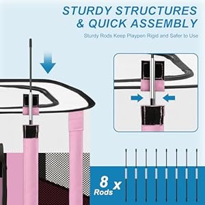 X-ZONE-PET-Dog-Playpen-Portable-Pet-Play-Pen-for-Cat-Foldable-Exercise-Play-Tent-Kennel-Crate-Great-for-Indoor-Outdoor-Travel-Camping-Use-Come-with-Free-Carring-Case-Pink-M - Cucciolini Doodles X-ZONE-PET-Dog-Playpen-Portable-Pet-Play-Pen-for-Cat-Foldable-Exercise-Play-Tent-Kennel-Crate-Great-for-Indoor-Outdoor-Travel-Camping-Use-Come-with-Free-Carring-Case-Pink-M