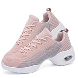 Ladies Jazz Shoes Lace Up Mesh Sneakers - Breathable Air Cushion Ladies Split Sole Sports Walking Dance Shoes Thick Sole