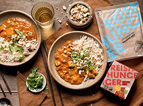 REISHUNGER BIO Mikrowellen Reis Basmati (6 x 250g) - Auch in 12 x 250g verfügbar - Express Reis fertig in 2 Minuten - Vegan, Glutenfrei & 100% Sortenrein