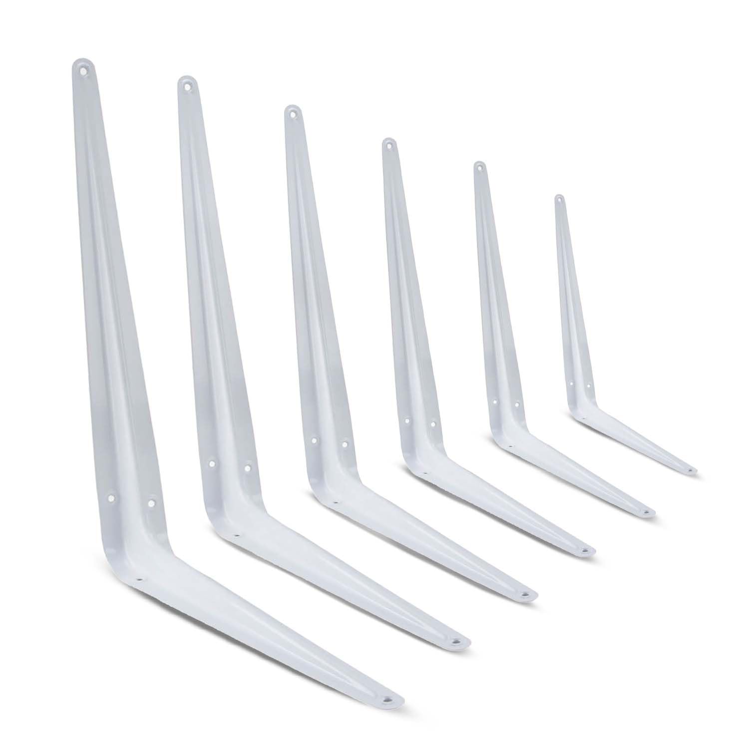 10 Pack (8" x 6") London Wall Shelf Brackets | Heavy-Duty Stainless Steel L-Shape Shelf Bracket for Bookshelves, Storage, and Home Decor – White