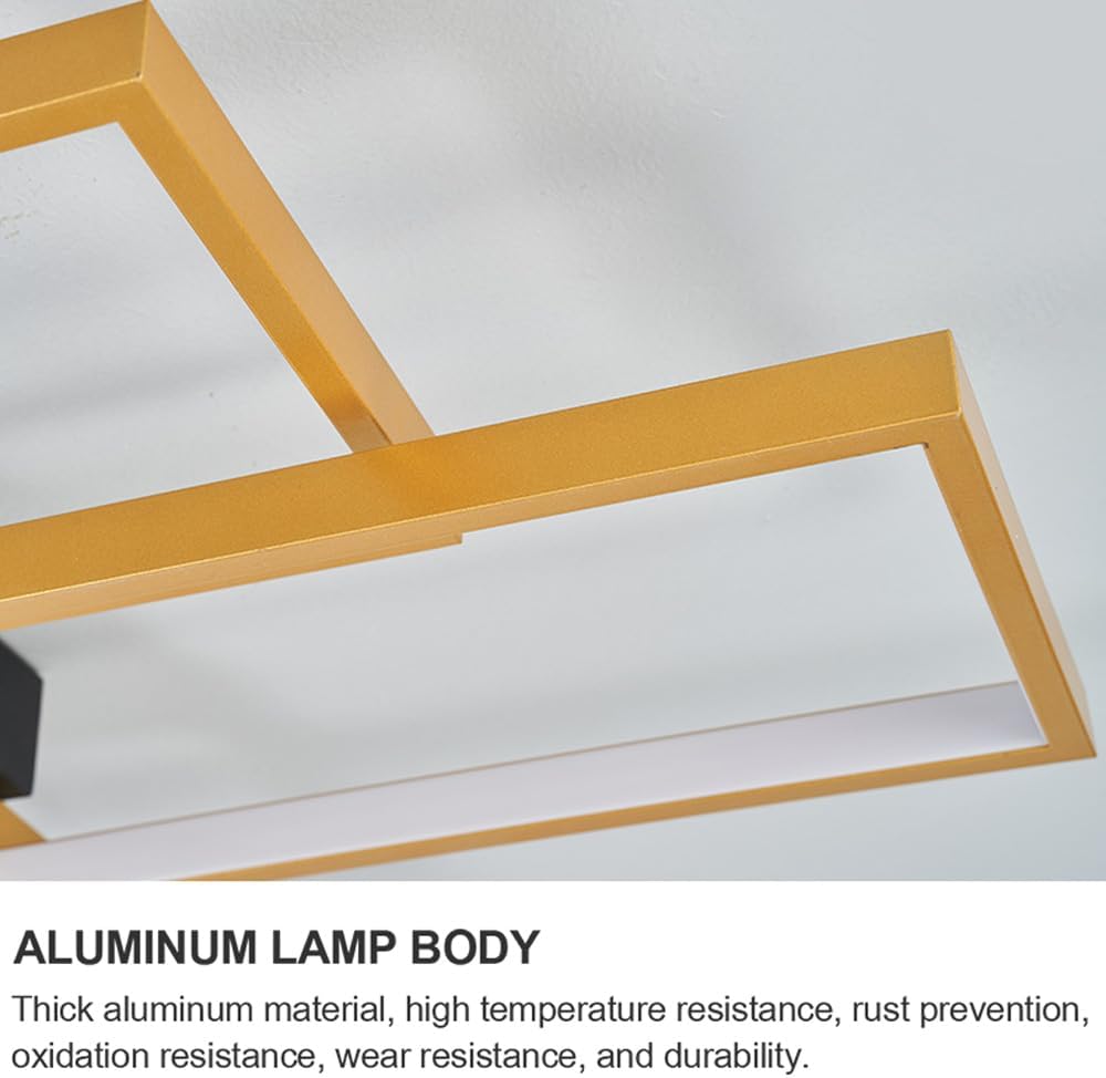 LED Dimmable Square Ceiling Light 3-Head Modern Flush Mount Ceiling Lamp with Remote Control Aluminum Ceiling Chandelier Lighting for Living Room Bedroom Dining Room