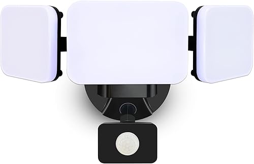 Luz con sensor de movimiento para exteriores, luz de seguridad activada por movimiento, reflector exterior del atardecer al amanecer y sensor de