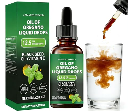 Organic Oregano Oil Extra Strength - Wild Mediterranean Drops with High Carvacrol, Alcohol-Free Liquid Vegan Supplement for Wellness, 2 Fl Oz (59mL)