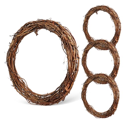 GLEAVI 4 Pcs Natural Grapevine Wreaths for DIY Crafts Versatile Twig Door Decor for Home Seasonal Front Door Enhancements for Walls and Windows