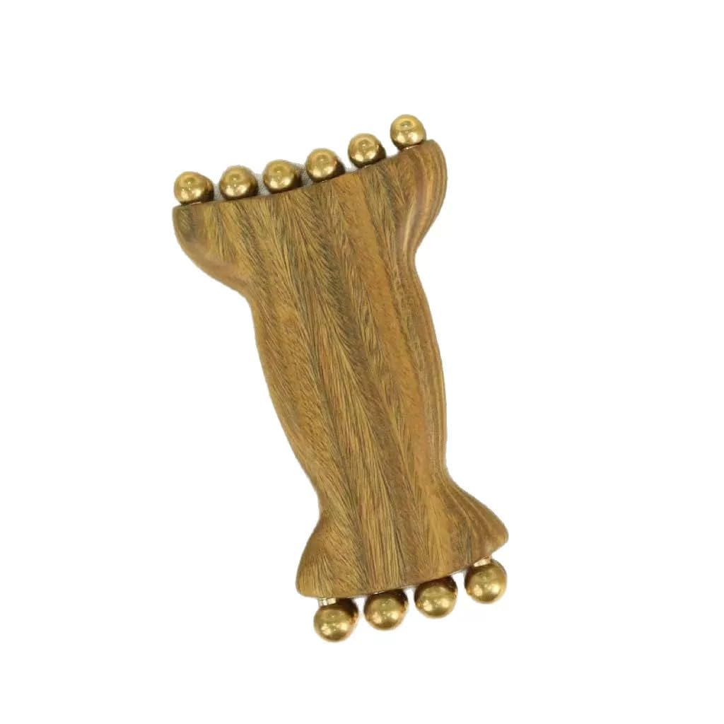Green Sandalwood Facial Massage Tool, Facial Beauty Skin Care, Using Smooth Brass Beads, Soft to The Touch and Does not Hurt The face, Length is 3.74, Width is 1.96in