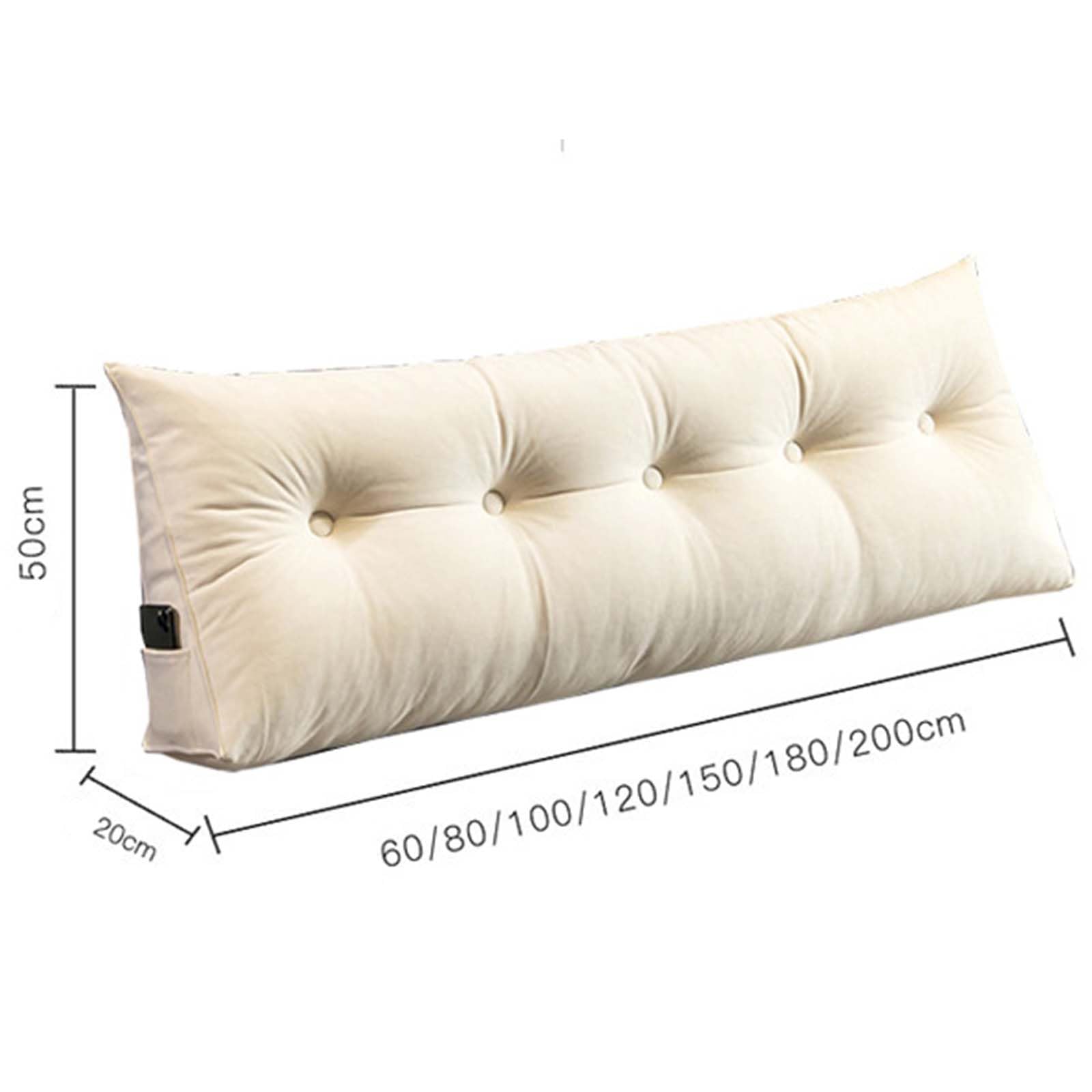 Generico Cuscino Testiera Triangolare Cuscino Cuneo Lettura Schienale Testiera Removibile Cuscino Lombare Cuscino Sostegno con Rivestimento Sfoderabile per Camera Divano Letto,D,60x20x50cm