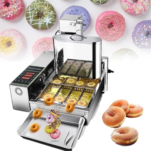 Donut Machine - Stainless Steel Digital Fryer with Intelligent Control Panel, 4 Rows Mini Donuts Maker, Adjustable Thickness, 5.5L Hopper, 1750 Units/Hour